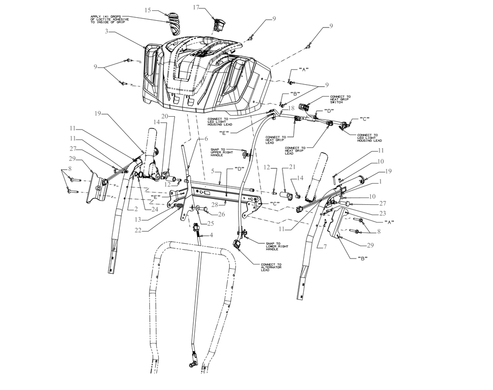 Panel Diagram and Parts List for 2X26-INCHTRAC (31AH7FVM710)(2020) Cub Cadet Snow Blower